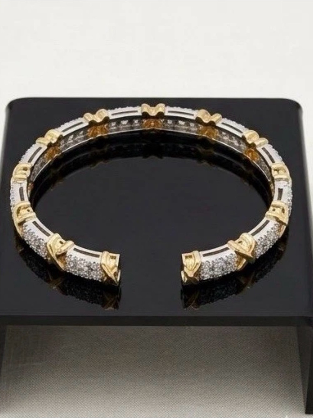 Golden Pavé Crystal Cuff Bracelet - Women Jewelry